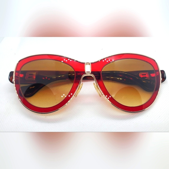 BALENCIAGA - sunglasses- red/brown lenses- gold/brown frame-Like-New - Picture 2 of 10